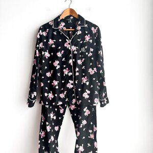 Lauren Ralph Lauren 2 Piece Black Pink Floral Pyjama Set M